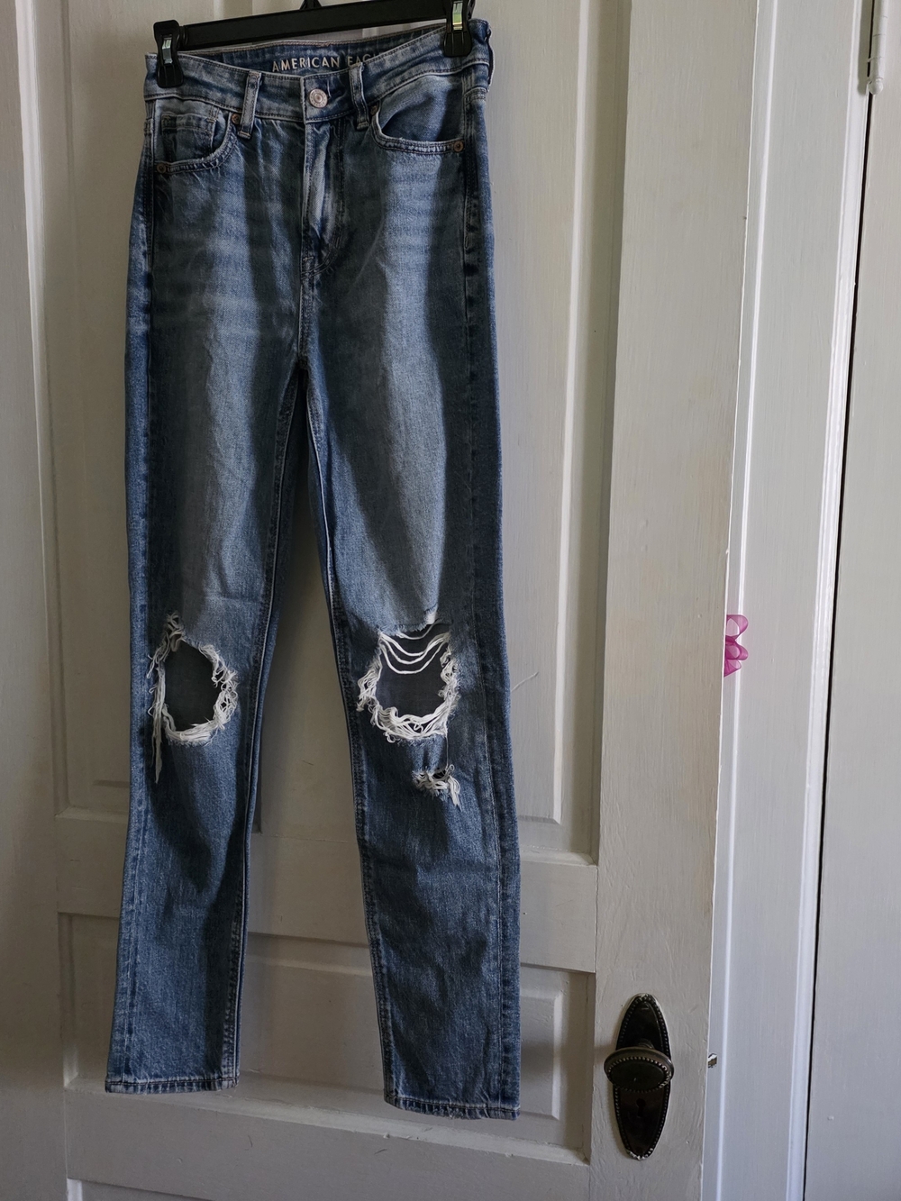 American Eagle Outfitters Women's Ripped Blue Mom Jeans